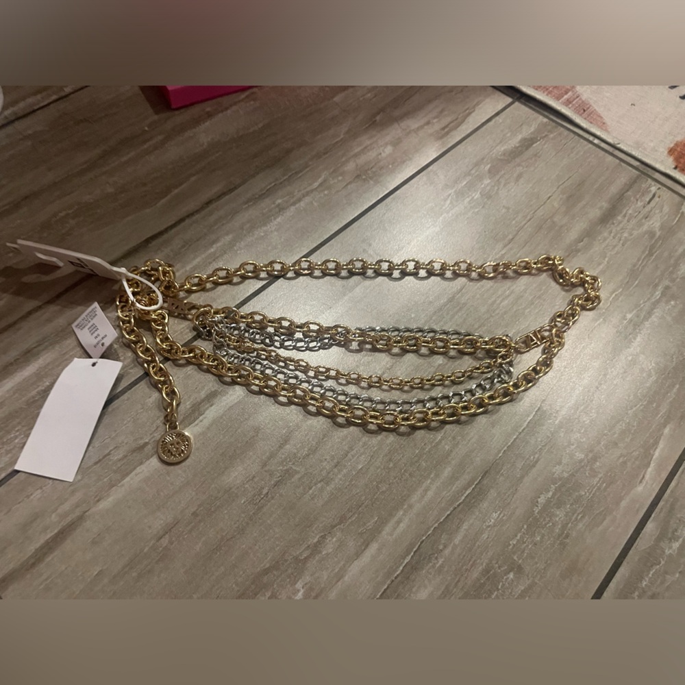 NWT ANNE KLEIN GOLD LAYERED CHAIN BELT